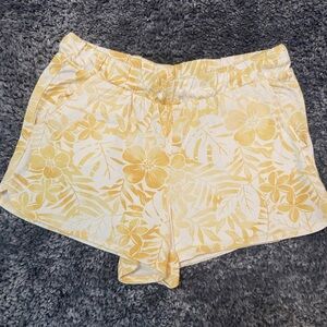 Old Navy Yellow Floral Athletic Dolphin Shorts, XL 14/16